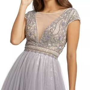 Mac Duggal Lavender Cap Sleeve beaded dress prom pageant unicorn Rare
